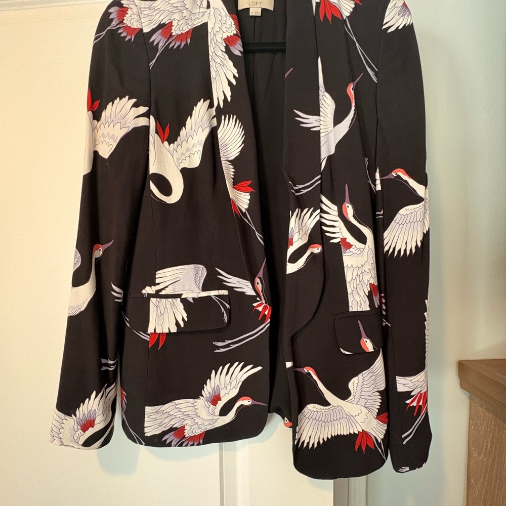 Black Bird Print Women's Blazer